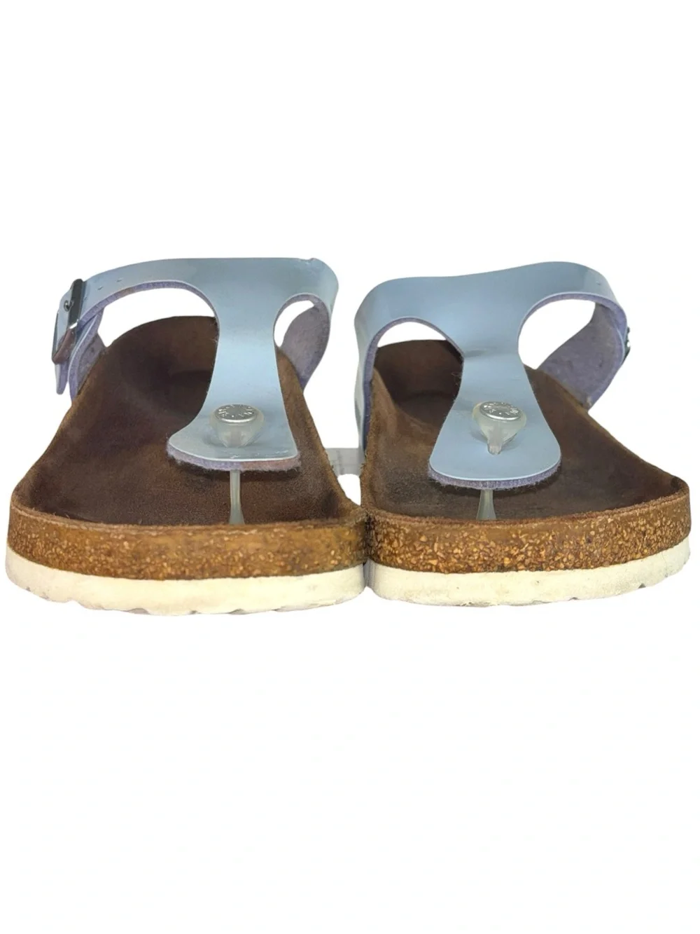 Birkenstock Gizeh Birko-Flor Patent Dove Blue Thong Sandals EU 39/ US 8-8.5